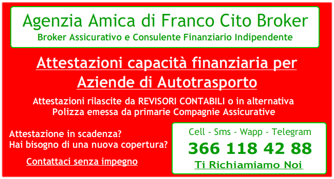 Attestazione Capacità Finanziaria Autotrasportatori
